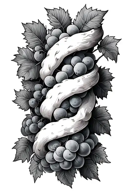 grapevine wrapping around bicep to forearm, minimalist line art tattoo design idea