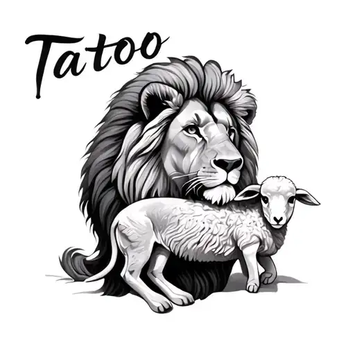 lion and lamb tattoo design idea