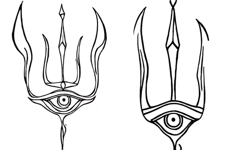 shiva lines forming trident with 3rd eye tattoo design idea