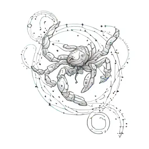 Fingerprints with Scorpio constellation tattoo design idea