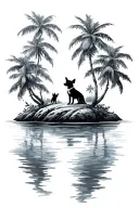 Island floating with a dog waiting tattoo design idea