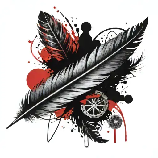 a feather, a heart, an initial “C” and the infinity sign. tattoo design idea