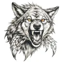 realistic extremely angry wolf tattoo for forearm tattoo design idea