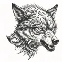 realistic extremely angry wolf tattoo for forearm tattoo design idea