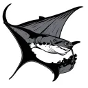 make me a scuba diving tattoo that uses the dive flag and a manta ray tattoo design idea