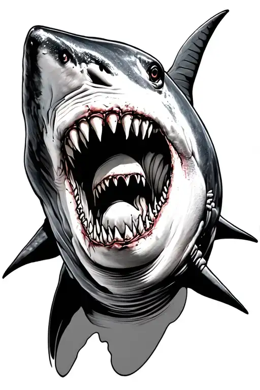 realistic zombie shark tattoo design idea