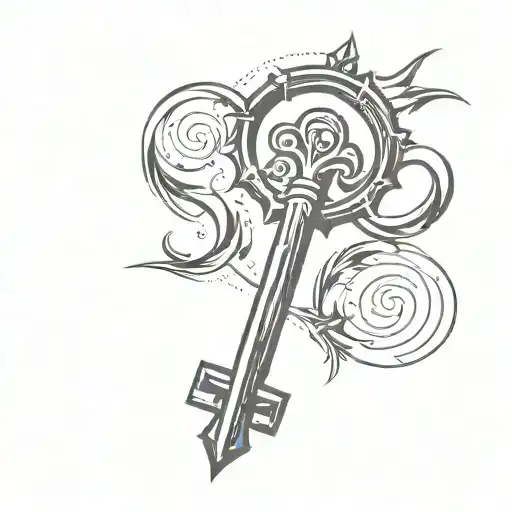 key blade stylized tattoo design idea