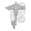 key blade stylized tattoo design idea