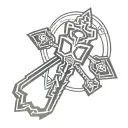 key blade stylized tattoo design idea