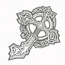 key blade stylized tattoo design idea