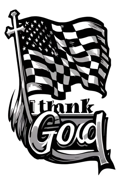 "I thank God" "I thank God" checker flag waving, turbo, cross, freedom, America  tattoo design idea