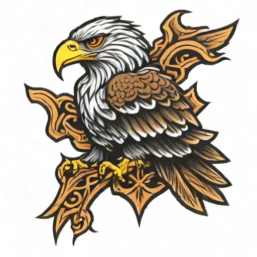 Cross Eagle tattoo design idea