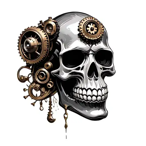 steampunk skull tattoo design idea