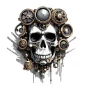 steampunk skull tattoo design idea