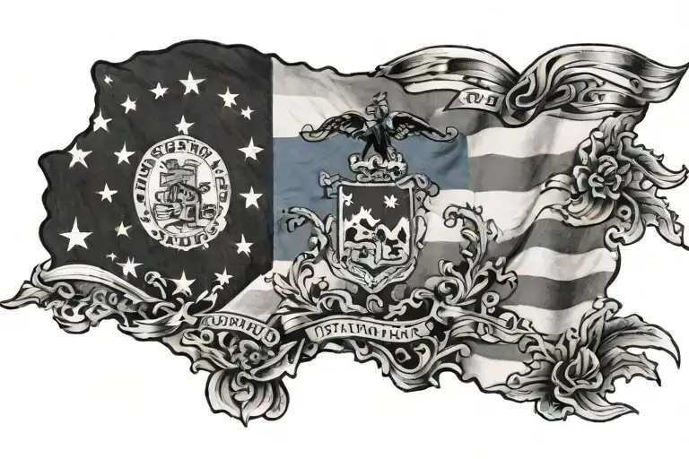 North Carolina with USA flag morphing tattoo design idea