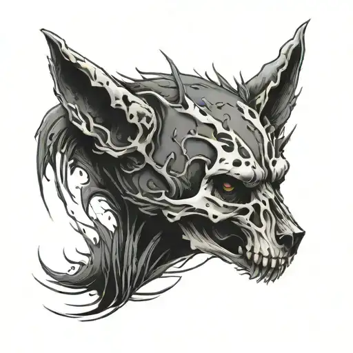 skull wolf surrounded my rain tattoo design idea