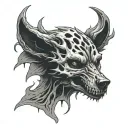 skull wolf surrounded my rain tattoo design idea