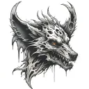 skull wolf surrounded my rain tattoo design idea