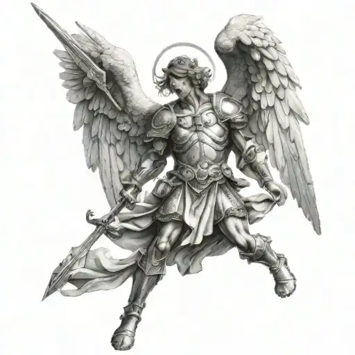 Saint Michael the Archangel tattoo design idea