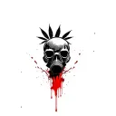 composition,skull with gas mask,marijuana leaves in the background,dripping blood tattoo design idea