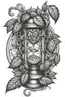 , hops, torn skin, hourglass journey tattoo design idea