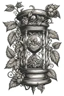 , hops, torn skin, hourglass journey tattoo design idea
