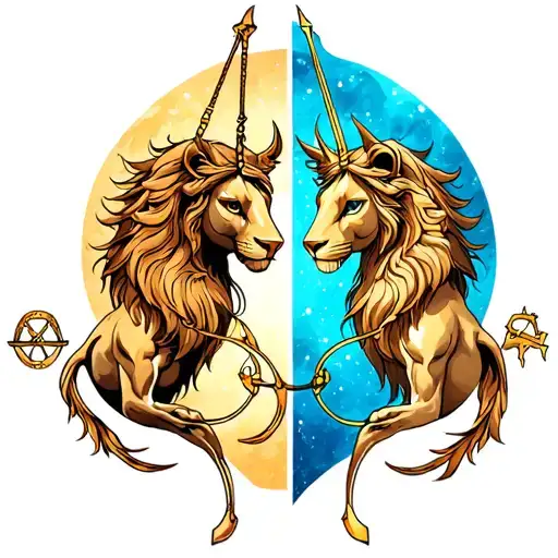 Libra And Sagittarius Combined with Leo tattoo design idea