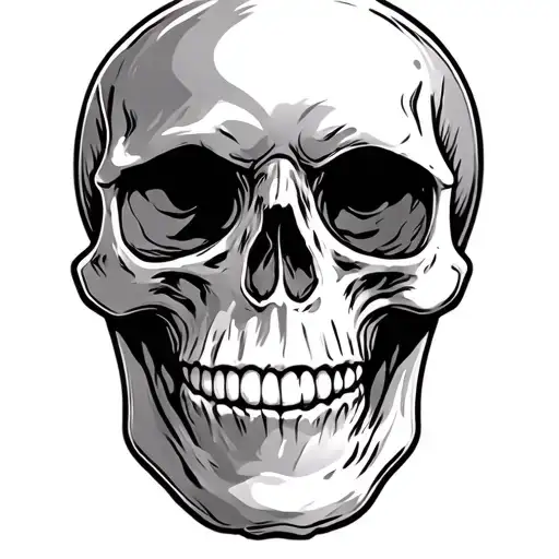 skull looking happy tattoo design idea