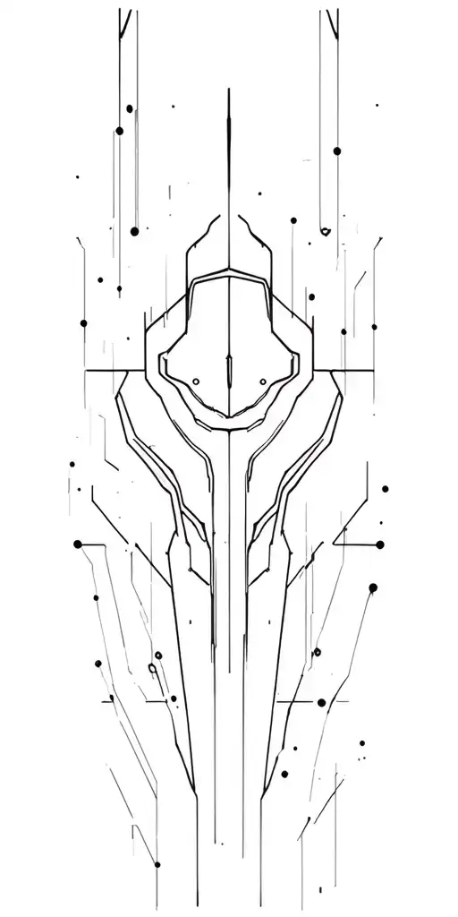 cyberpunk tech implant tattoo design idea