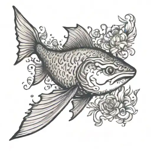 goldfish shark fin feminine tattoo design idea