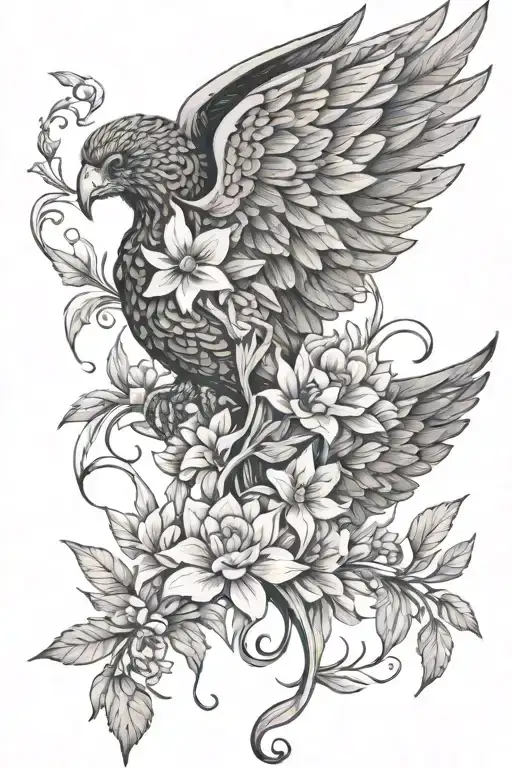 The wings of flowers growing in adversity tattoo design idea