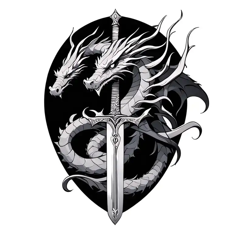 Dragon and sword tattoo design idea