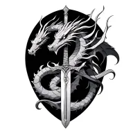 Dragon and sword tattoo design idea