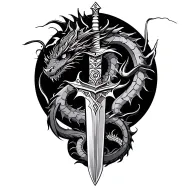 Dragon and sword tattoo design idea