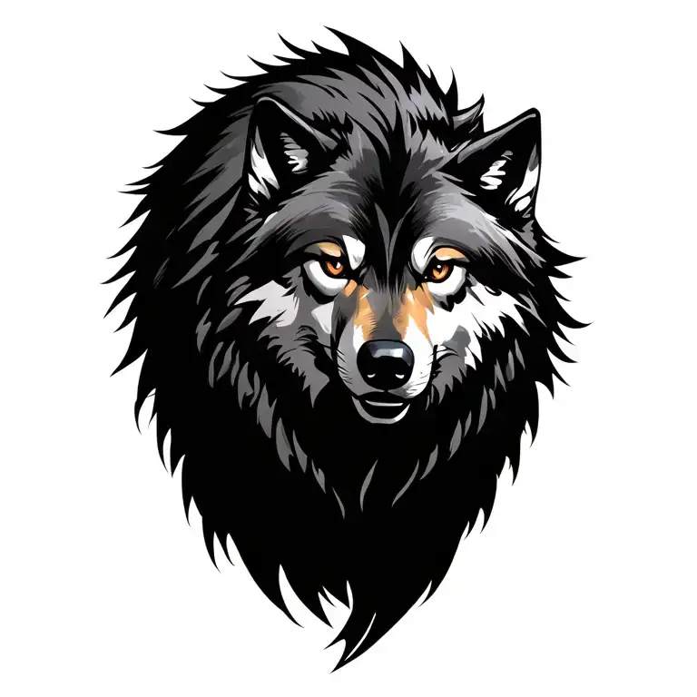 Lone wolf in motion, realistic with subtle anime features, expressive eyes, dynamic action lines, background with discre tattoo design idea