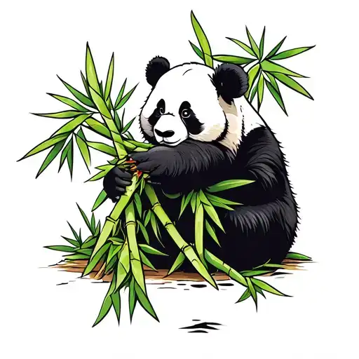 panda eating bamboo on the calf tattoo tattoo design idea