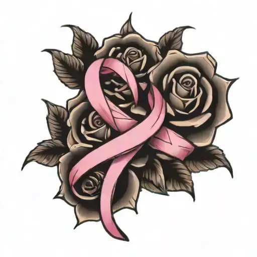 JAT with a pink ribbon intertwined tattoo design idea