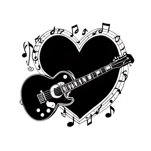 family love gittar music notes tattoo design idea
