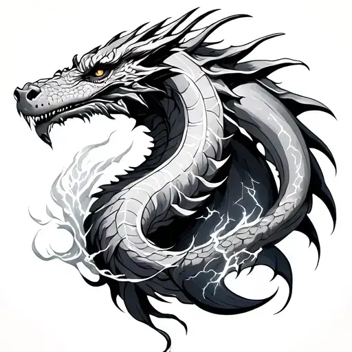 A Dragon, Ocean, Lightning, Aries, Gemini and Leo tattoo design idea