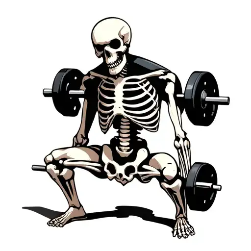 skeleton deadlift stance with weight plates tattoo design idea