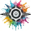 colorful black hole exploding punk themed  tattoo design idea