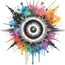 colorful black hole exploding punk themed  tattoo design idea