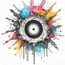 colorful black hole exploding punk themed  tattoo design idea