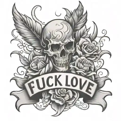 fuck love tattoo design idea