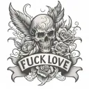 fuck love tattoo design idea