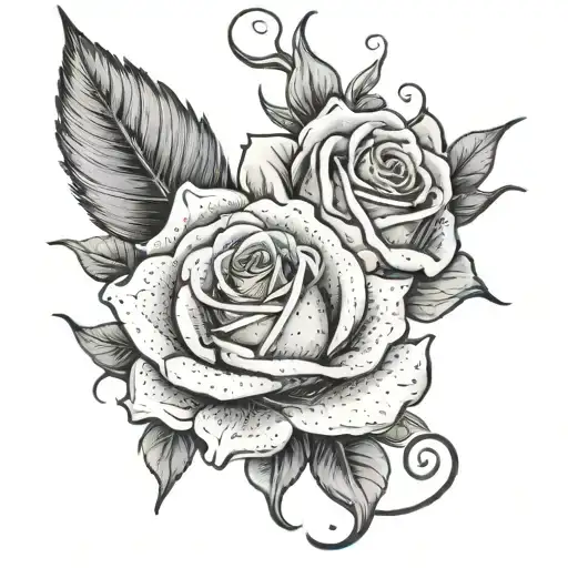 "Quincy" with 6-1-22 underneath wrapped in a rose tattoo design idea