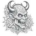 devil whisper ear neck tattoo design idea