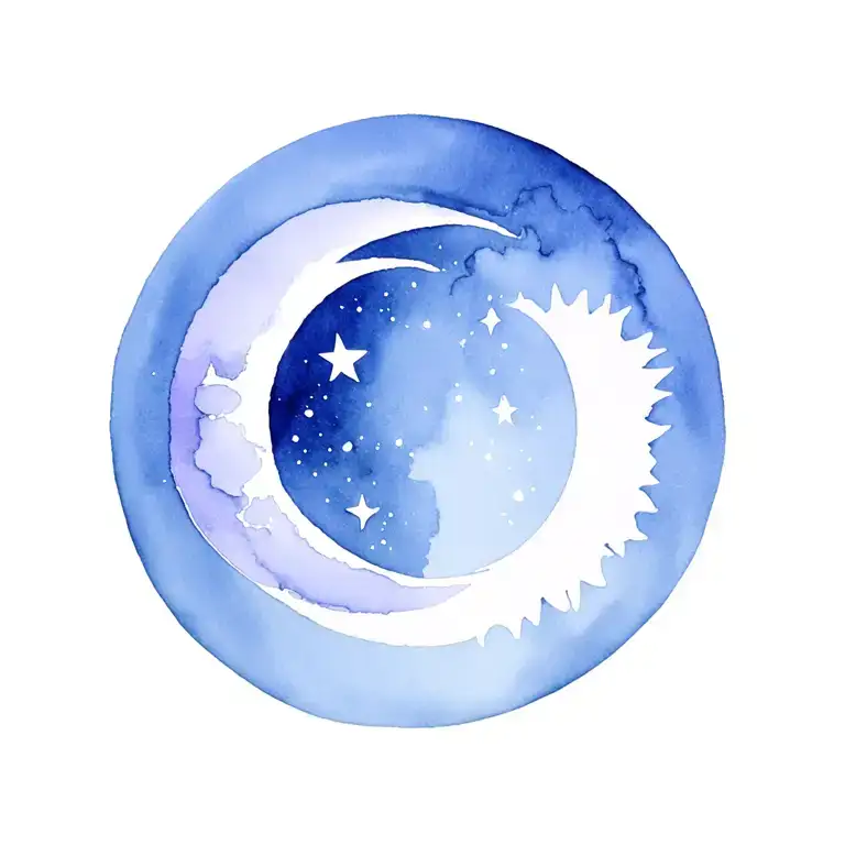 Watercolor Sun moon and star infinity tattoo design idea