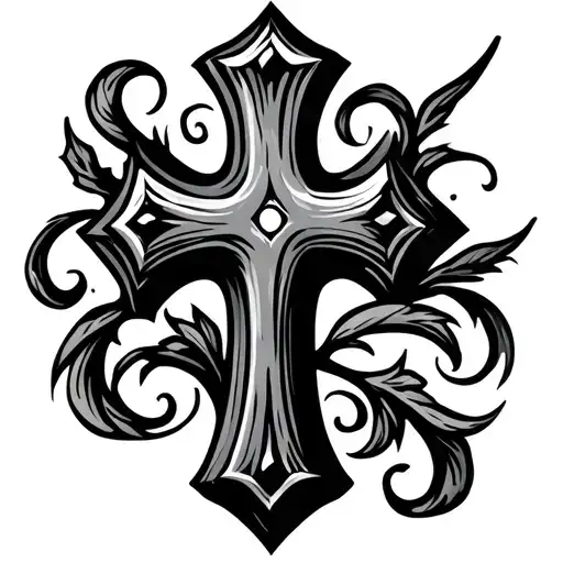 rustic cross simple design tattoo design idea