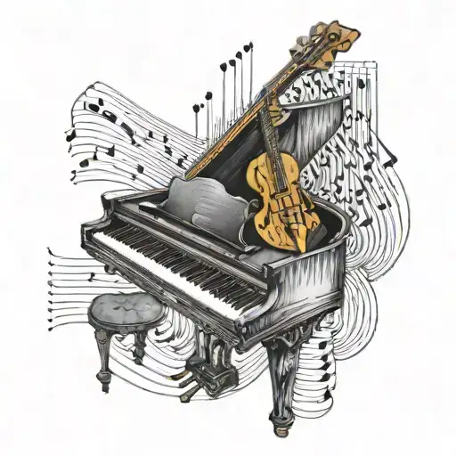 hollowbody gitaar , piano keys, i did it my way tattoo design idea